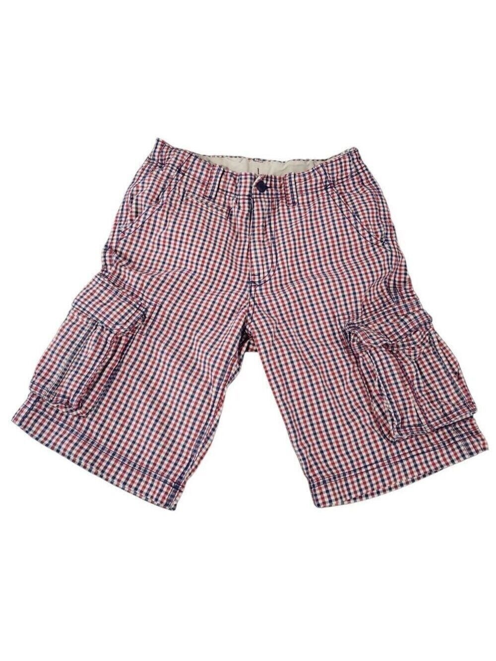GAP Kids Boys Red & White Check Shorts w Concealed Adjustable Waist 12